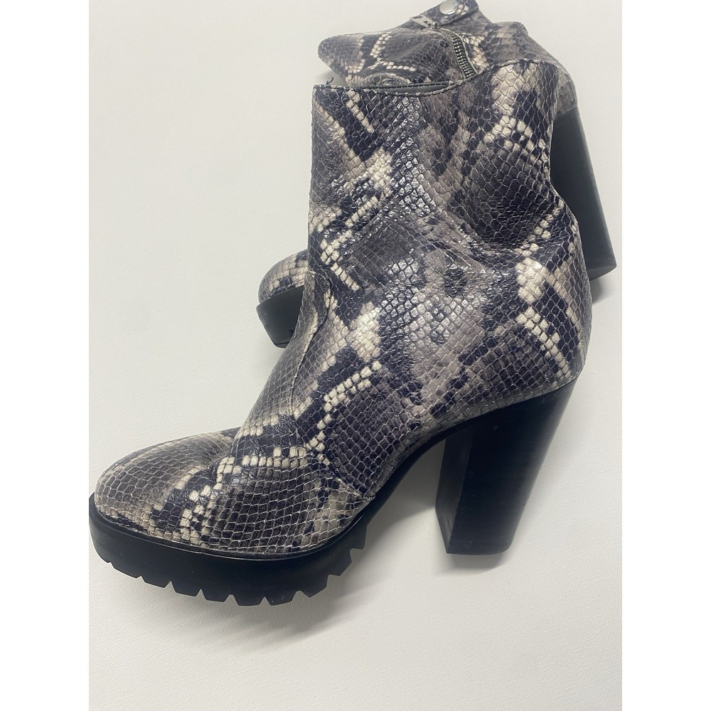 Allsaints Women's Ana Snake Embossed Lug Sole Boot Chunky Black Gray. Size 7.5 - Picture 3 of 5